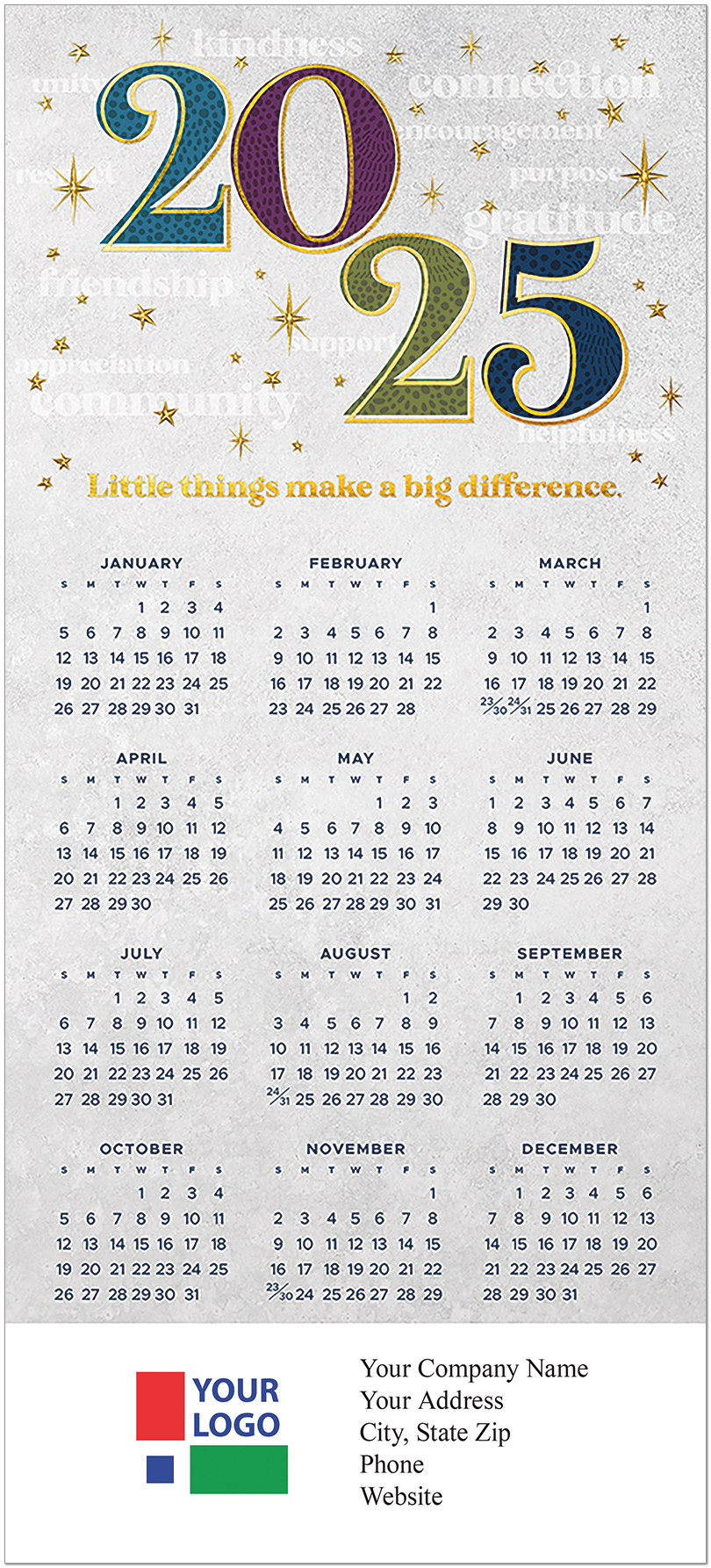 Little Things Foil Calendar Card Calendars Posty Cards